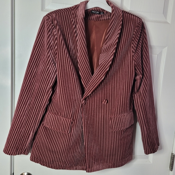 Nasty Gal Jackets & Blazers - Nasty Gal Collection Relaxed Velvet Striped Blazer Size 10